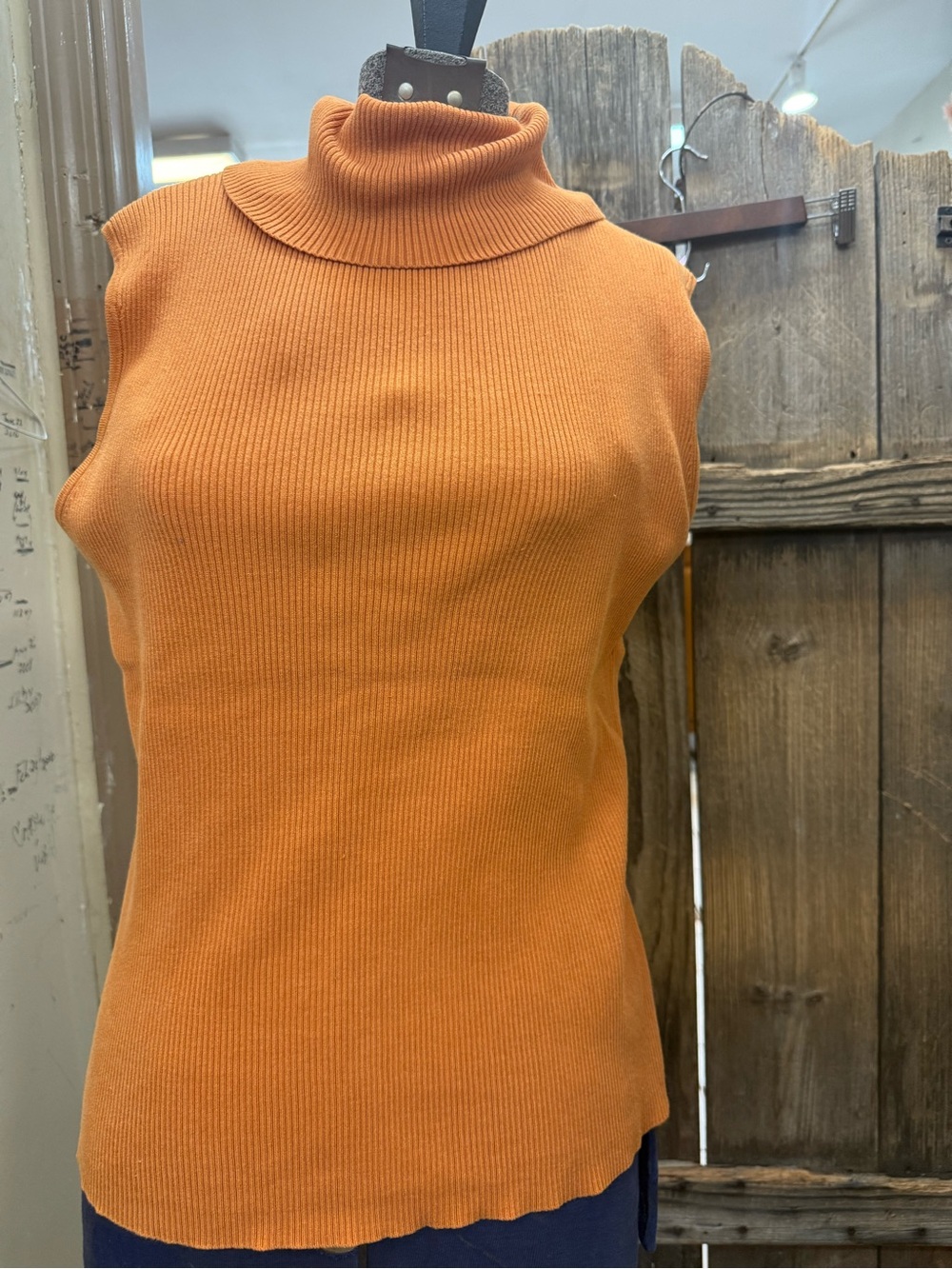 Sleeveless Cowl Neck Sweater Tank - Orange